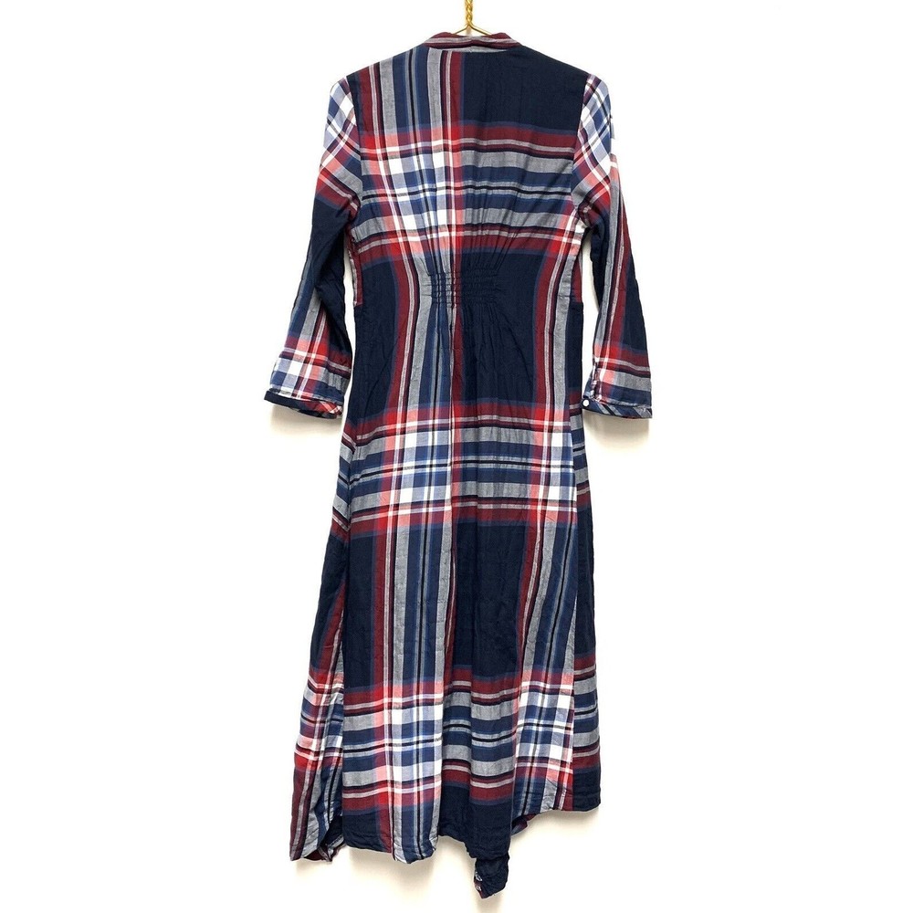 Anthropologie Isabella Sinclair Tartan Plaid Western Prairie Midi Dress Sz Small - Picture 5 of 8